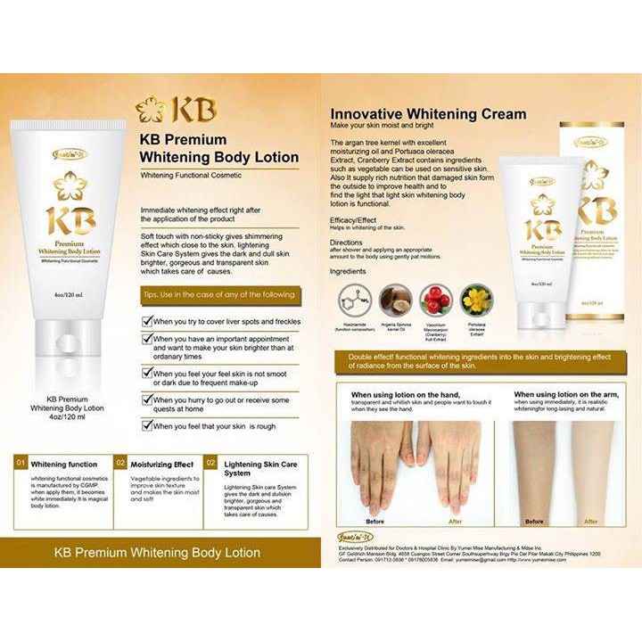 KB Premium Whitening Body Lotion for face and body  + 3 Soap